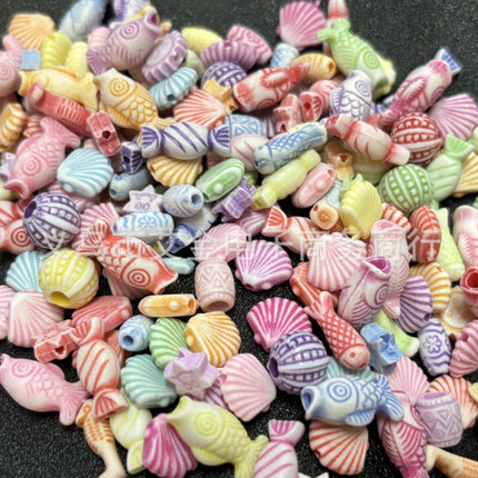 Plastic Washed Marine Series Shell Starfish Small Fish Kids Toy Beaded Bracelet Necklace Beaded Accessories Wholesale