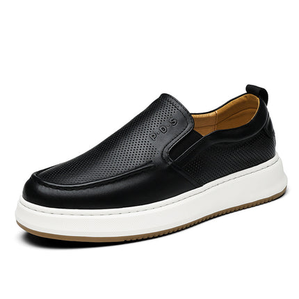 Lazy Shoes 2025 Summer New Men's Breathable Slip-On Loafers Versatile Genuine Leather Lightweight Soft Sole Men's Shoes