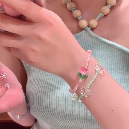 Summer Atmosphere Versatile Colorfulful Beaded Tulip Bracelet Female Ins Niche Design Star Bestie Jewelry
