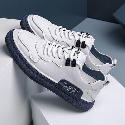 Men's shoes spring 2022 New genuine leather White shoes men's trendy all-Match sports casual leather shoes breathable board shoes