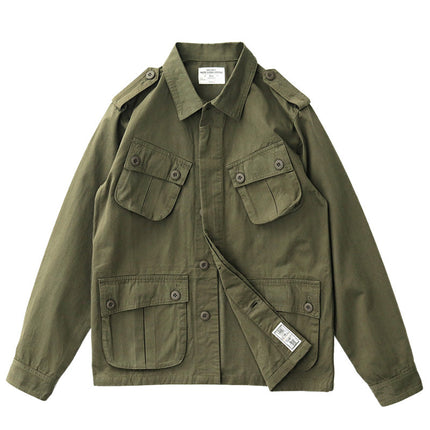 Ami Kaji World War II Jungle Jacket Men's Spring and Autumn American Vintage Army Green Multi-Pocket Work Jacket Men's