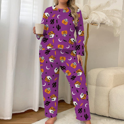 Cross-border Foreign Trade Autumn Milk Silk Pajamas Women's Home Clothes Plus Fatty Casual Long-sleeved Trousers suit Can Wear