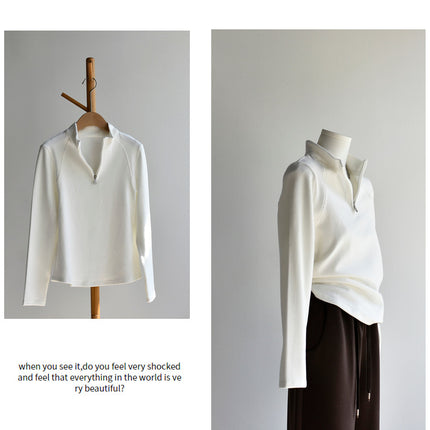 【High Warmth Fleece Sweater】26 Spring/Winter New Women's Faux Wool Thickened Mid-High Collar Brushed Long Sleeve Sweatshirt Fleece Sweater