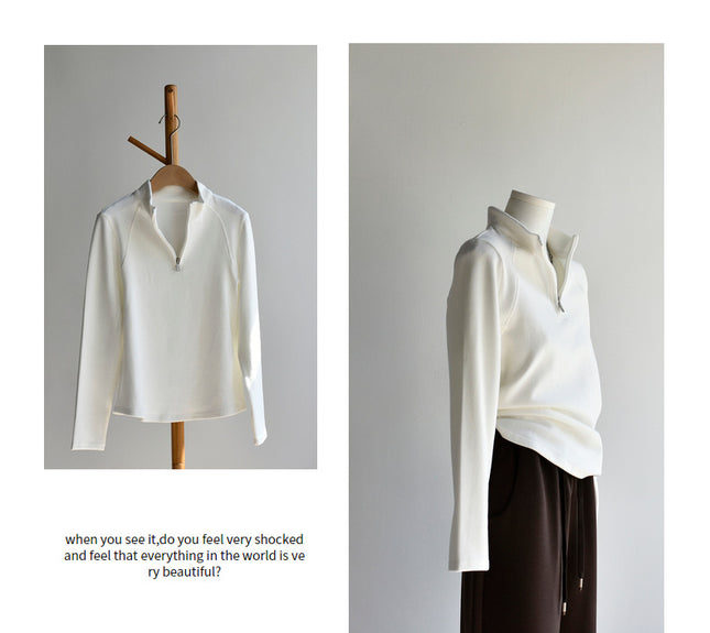 【High Warmth Fleece Sweater】26 Spring/Winter New Women's Faux Wool Thickened Mid-High Collar Brushed Long Sleeve Sweatshirt Fleece Sweater
