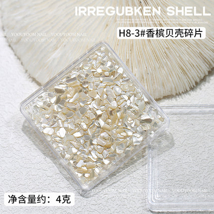 Irregular Japanese nail shell piece wholesale magic color natural ultra-thin abalone fragment boxed nail decoration patch