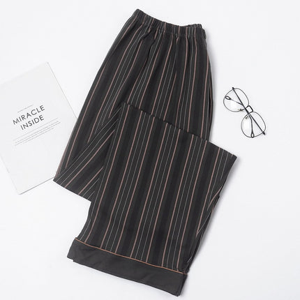 Large size men's pajamas spring and autumn pure cotton plus fat plus size 300kg fat people's home pants conventional thick
