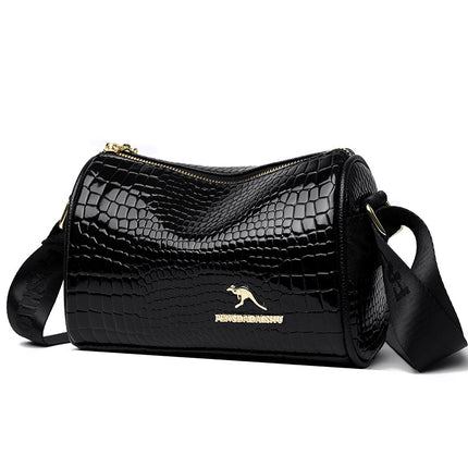 2024 New High-grade Texture Crocodile Pattern Women's Bag Trendy All-match Casual Cylinder Pillow Shoulder Crossbody Bag Foreign Trade Bag