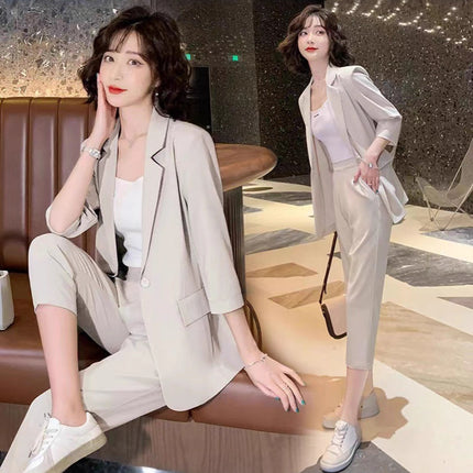 Cross-Border Foreign Trade Japanese-Style Blazer for Women 2025 Summer New Korean Fashion Plus-Size Internet Celebrity Two-Piece Set