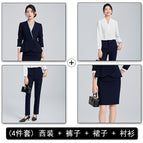 Dark blue suit + pants + skirt + shirt / S