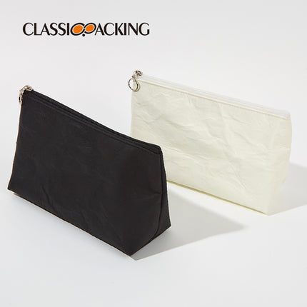 Simple Black and White DuPont Paper Storage Bag Travel Toiletries Storage Bag Portable Waterproof Zipper Cosmetic Bag