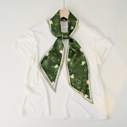 2025 European and American-style Beveled Silk Scarf Cross-border Silk Cashew Dot Long High-end Ribbon Scarf Women's Belt
