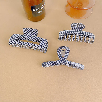 Black and White Checkerboard Hair Clip Acetate Board Back of the Head Hairpin Female Shark Clip Hair Accessory Korean Ins Hair Clip