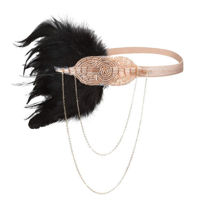 European and American Vintage Hair Band 1920 Great Gatsby Inspired Feather Headband Cocktail Party Hair Accessories