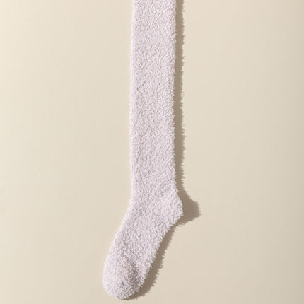 Coral Velvet Socks Over the Knee Socks Women's Long Barrel Autumn and Winter Warm fleece-lined Thickened Yuezi Home Floor Sleep Socks