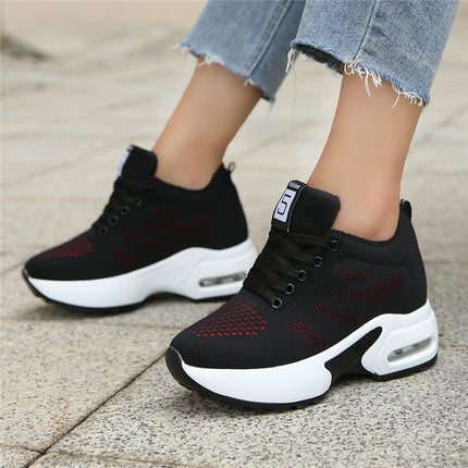 Spring and Autum Small Soft-Soled Inner Height-Increasing Women's Shoes 8cm Breathable Sports Shoes Lightweight Thick-Soled Casual Travel Shoes for Women