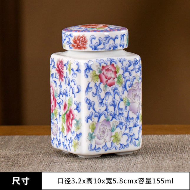 Chinese Style Vintage Blue and white Ceramic Tea Cans Household Enamel Color Sealed General Cans Storage Bulk Tea Packaging Box Wholesale