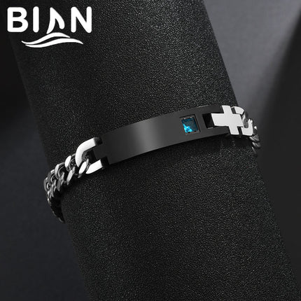 Factory spot stainless steel couple bracelet personality diy lettering name curved card diamond bracelet Valentine's Day gift