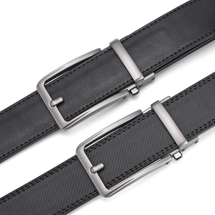 Belt men's belt automatic buckle 3.5 wide real cowhide simple casual business Joker Denim men's pants belt.