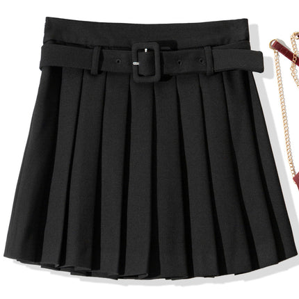 B2125 2025 Autumn Women's New Fashion College Style Pleated Skirt Security Pants Half Skirt with Belt