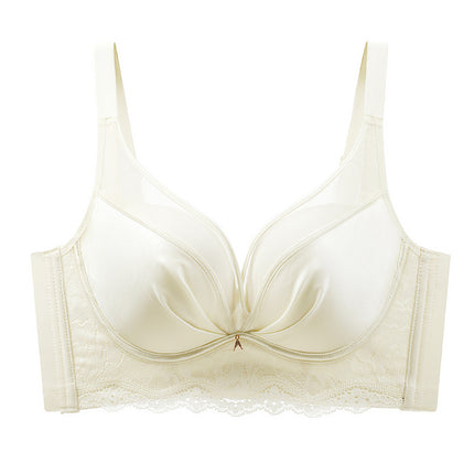 Seamless Satin Mesh Underwear Women's Medium Thick Small Chest Large Gathered Accessory Breast Anti-Sagging Non-Rim Bra