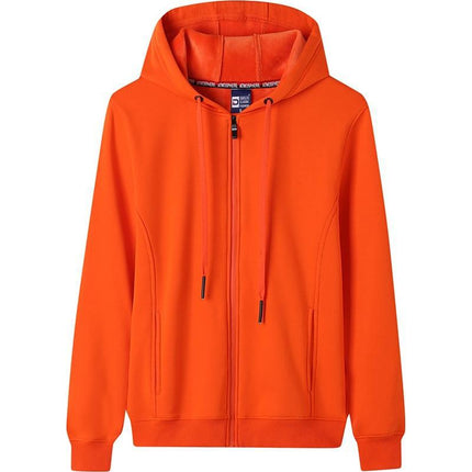 Autumn and Winter Fleece-Lined Zip-Up Hoodie Sweatshirt Unisex Workwear Long-Sleeve Jacket Casual Versatile with Logo Design