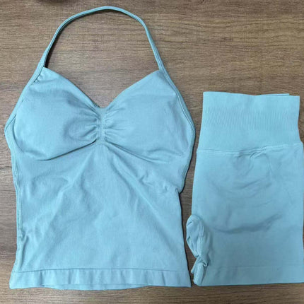 suit DF Amazon Explosions Shorts Small Bra High Elastic Superfine Extinction Nylon Hanging Neck Beauty Back Sports Vest