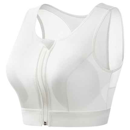 Sports bra women's high-strength shockproof push-up running zipper sports underwear with pad wireless yoga beauty vest