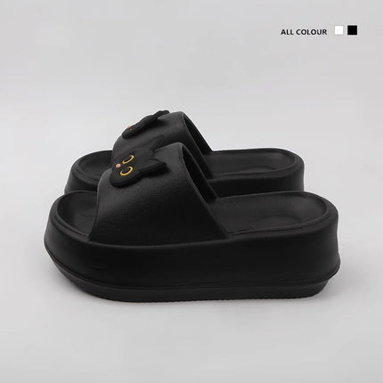 Thick-soled slippers for women's outdoor wear summer one-word latest black and white cat online famous beach shoes non-slip high heel sandals