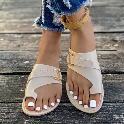 Cross-Border Export Large Size Flat Toe Slippers for Women 2025 Summer Flat Outer Sandals for Women