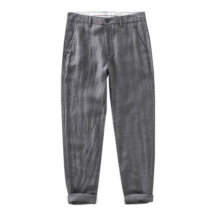 1335 Spring and Summer New Linen Casual Pants for Men, Lightweight, Breathable, Non-Stick, Yarn-Dyed Cotton and Linen Straight-Leg Loose Pants