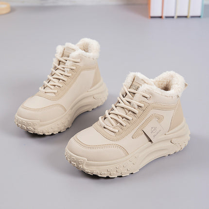 2025 New Winter Velvet Warm Cotton Shoes, Wear-Resistant and Heightening Casual Shoes, Thick-Soled Non-Slip Women's High-Top Dad Shoes