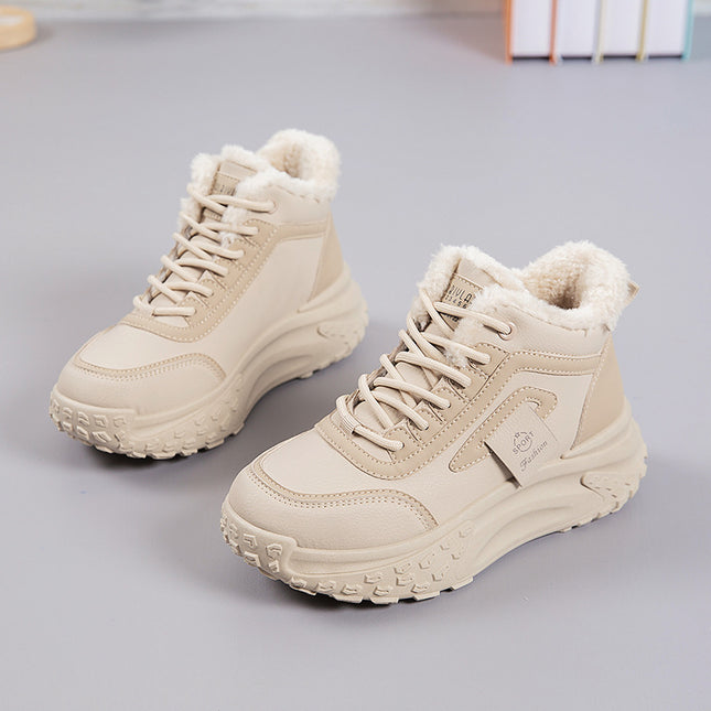 2025 New Winter Velvet Warm Cotton Shoes, Wear-Resistant and Heightening Casual Shoes, Thick-Soled Non-Slip Women's High-Top Dad Shoes