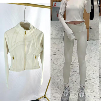 New Gold Label Stand-Up Collar Short Jacket Suit Sports Yoga Wear Slimming Sports Jacket Women's Lulu Swai