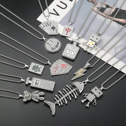 Summer Hip Hop Necklace Smiley Robot Perfumery Bottle Didi Trendy Street Dance Sweater Chain Fashion Personalized Jewelry