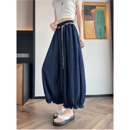 Ice Silk Lace Lantern Pants Women Summer 2025 New High-Waisted Loose Wide-Leg Balloon Pants Drapey Sun-Protective Cropped Pants