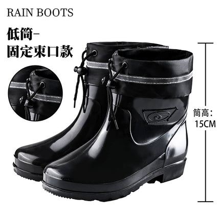 Black High-Tube Men's Rain Boots for Foreign Trade, Waterproof and Non-Slip Kitchen Shoes, Warm Mid-Tube Men's Water Boots, Rain Boots