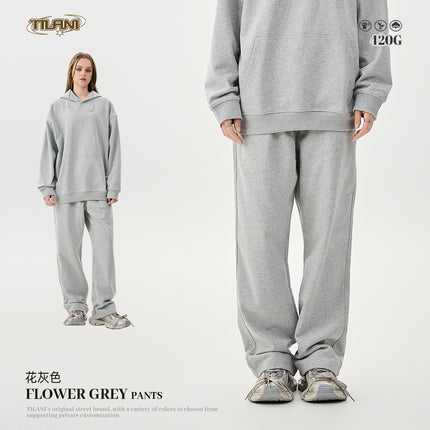 TILANI Men's 2025 Heavy Terry Sweater Pants American Style Trendy Brand Solid Color Trendy Men's suit Hoodie Straight Pants