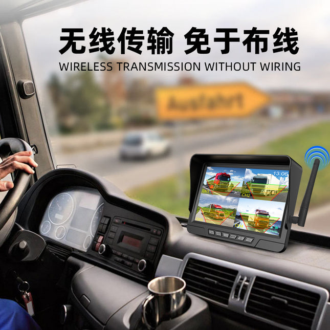 Rv-Specific Reversing Camera, Solar-Powered Wireless Camera, 7inch Display Screens, Blind Spot Warning, Universal for Trailers