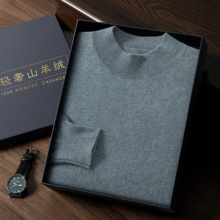 Business Casual Base Autumn and Winter Knitwear New Loose Large Size Cashmere Knitwear Men's Half Turtleneck Men's Cashmere Knitwear