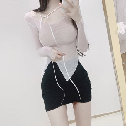 South Korea Dongdaemun New Product Worthy of Feminine Cross Sexy Slimming High Waist A- Bag Hip Skirt