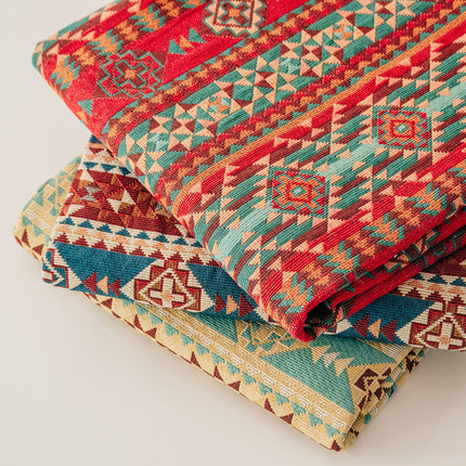 Ethnic style yarn-dyed jacquard cloth geometric stripes home fabric tablecloth sofa cloth decorative cloth for clothes in stock wholesale