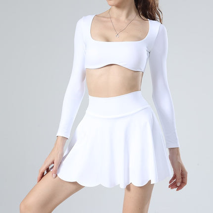 Yoga clothing lulu lace spring and summer new foreign trade cross-border comfortable fitness women's pants skirt sports tennis skirt anti-light