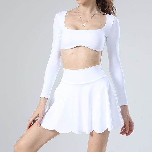 Yoga clothing lulu lace spring and summer new foreign trade cross-border comfortable fitness women's pants skirt sports tennis skirt anti-light