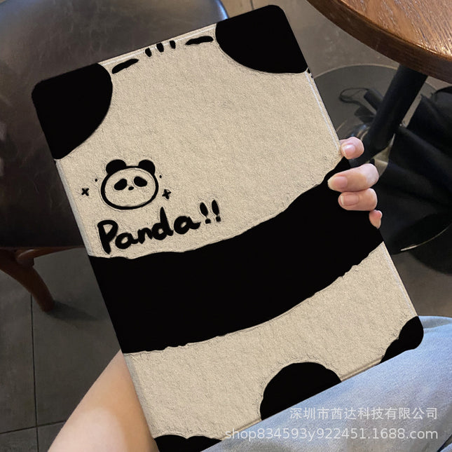 Book Silk Pattern Ipad11 Protective Case Pro10/9 Panda All-Inclusive Air5/4 Tablet Protective Case with Pen Slot