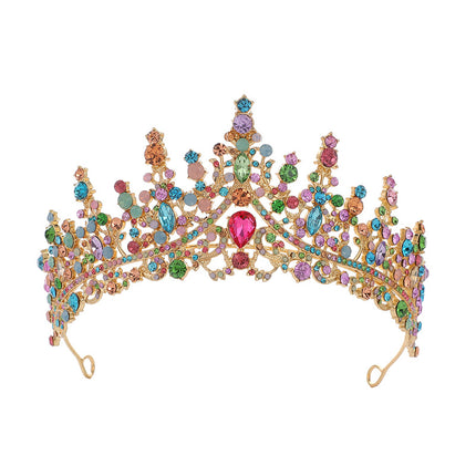 Cross Border Birthday Hair Accessories Party Headband Bridal Crown Headwear Alloy Rhinestone Headband Wedding Hot Crown Jewelry