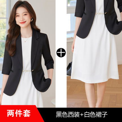 White suit jacket for women Spring/Summer 2024 new professional suit goddess style suit dress formal wear two-piece suit