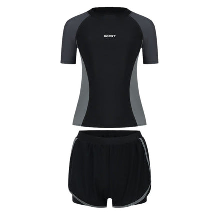 2024 Hot Spring Two-Piece Swimsuit for Women, Slim Fit with Built-In Safety Strap, Sports Safety Strap Swimsuit