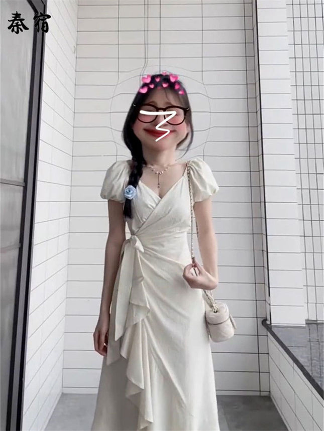 Pear-Shaped Figure White Dress for Women Summer 2024 New Niche Design Super Nice French Style Long Zb