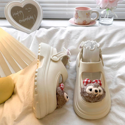 Princess Lace Bow Slippers Women's Spring and Summer Small Height-raising Baotou Slippers Two-way Slip-on Half Slippers