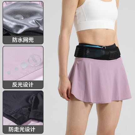 Waterproof Pocket for Mobile Phone Sports Skirt Women's Anti-Light High Waist Quick-Dry Marathon Running Skirt Wrap-Around Net Pocket